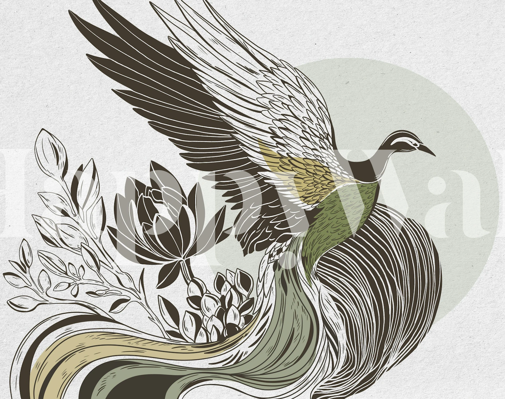 Phoenix illustration wallpaper in a room