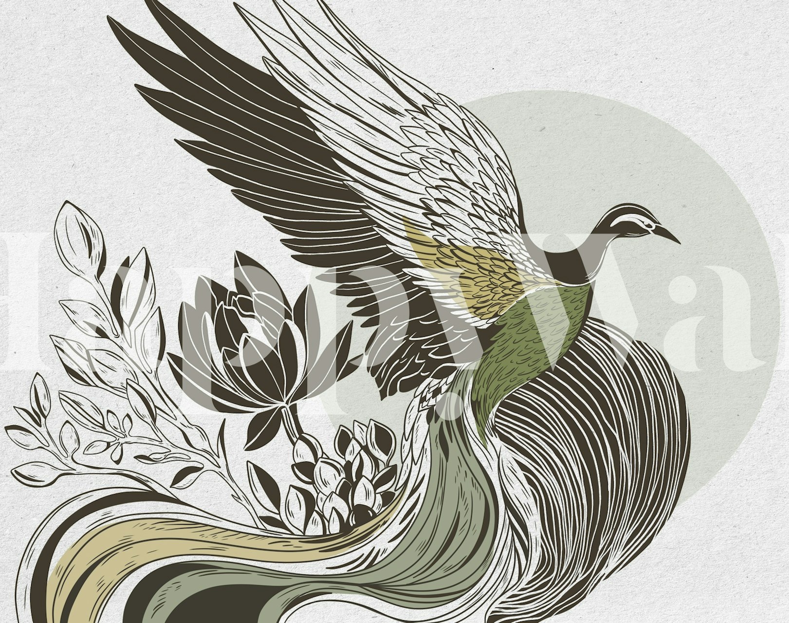 Phoenix illustration wallpaper in a room