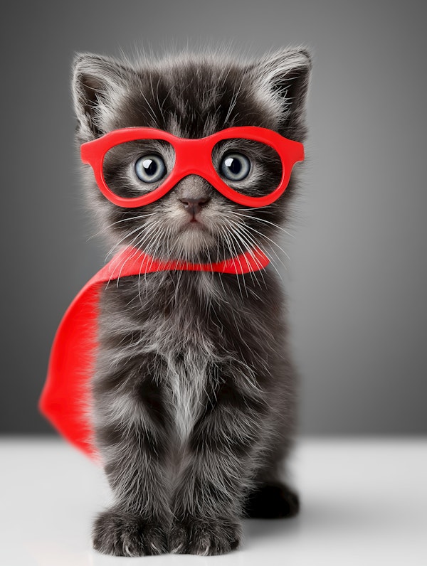 Cute Superhero Kitten