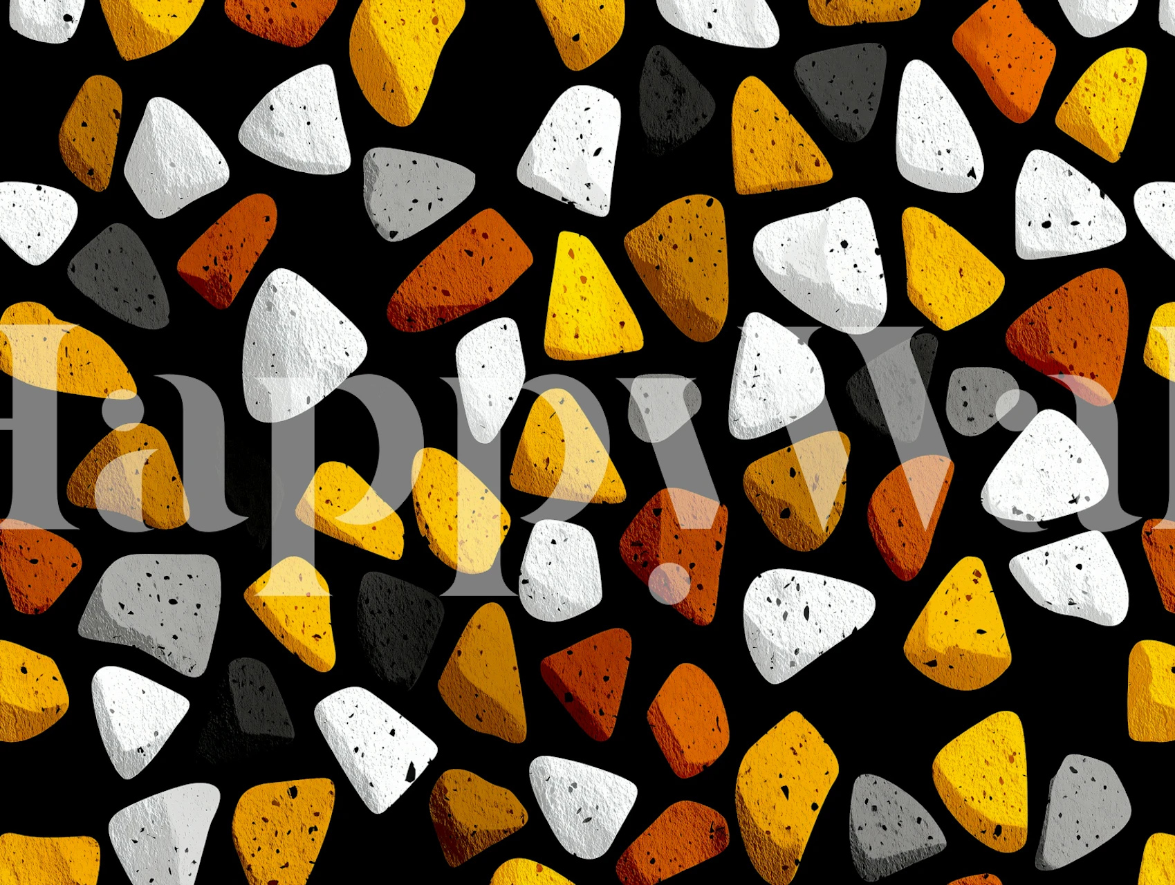 Terrazzo Stones on Black wallpaper design