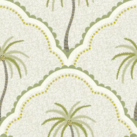 Tropical Fan pattern - Olive Green tapete