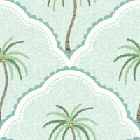 Tropical Fan Pattern - Aqua Blue tapete