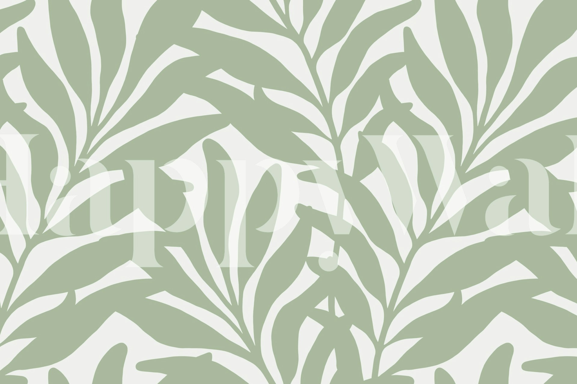 Leaf Forest Sage Green wallpaper in a room