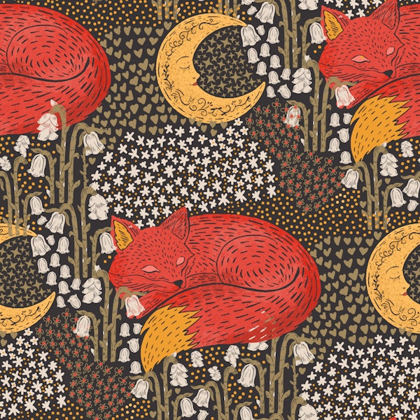 Sleeping Fox Moonlit Meadow