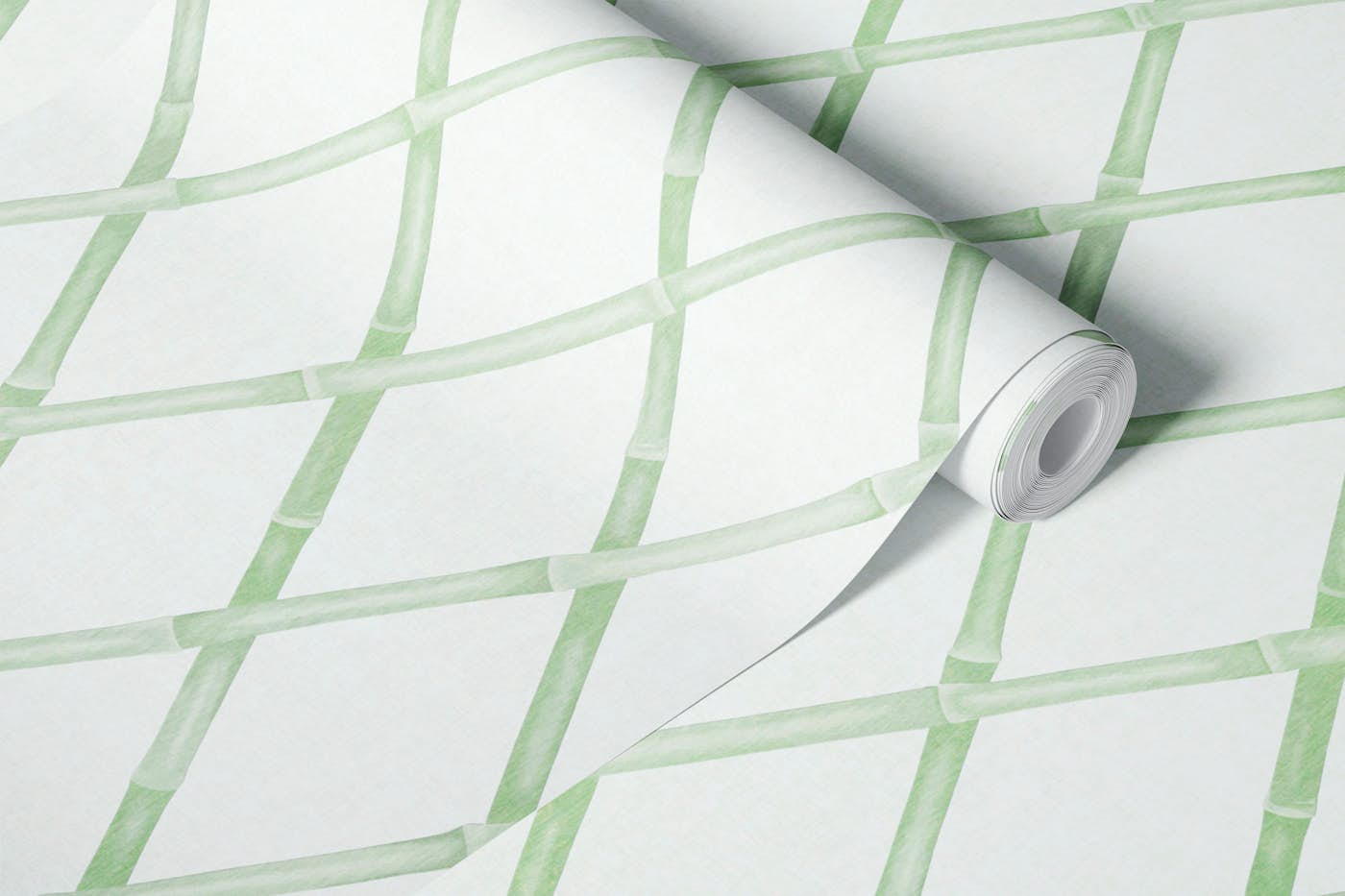 Bamboo Trellis - Muted Green wallpaper roll
