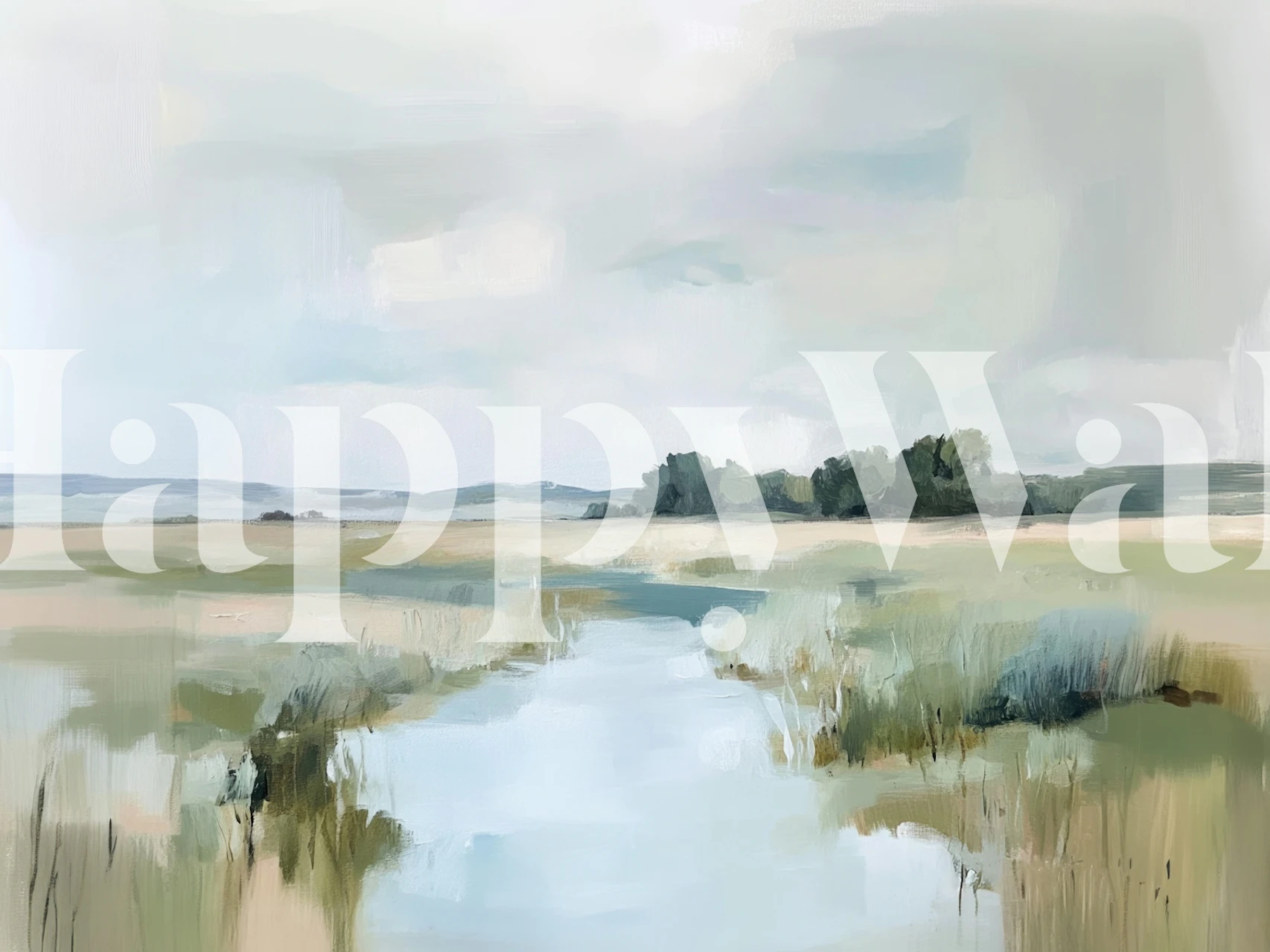 Tapeta Misty Marshland Horizon v místnosti