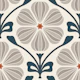 Nordic Folk Flower Motif in Beige Navy - L
