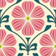 Nordic Folk Flower Motif in Pink Green - S