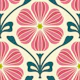 Nordic Folk Flower Motif in Pink Green - L