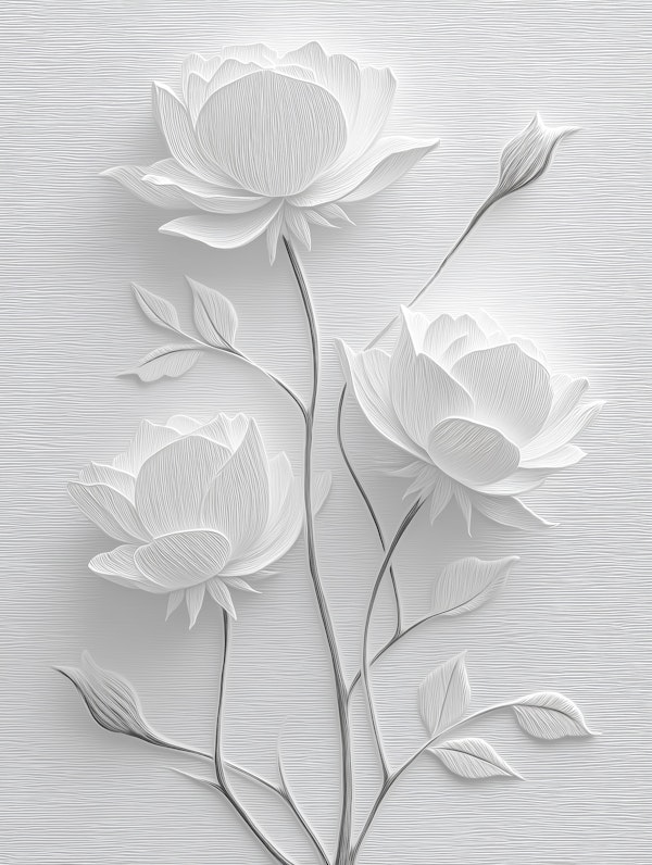 White Lotus Embossed Relief