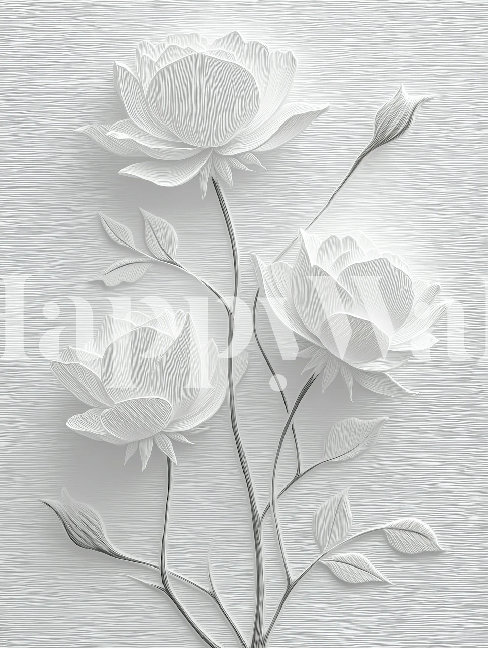 White Lotus Embossed Relief tapet i et rom