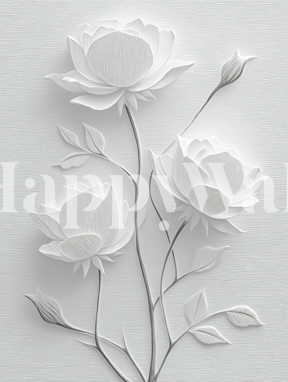 White Lotus Embossed Relief wallpaper in a room