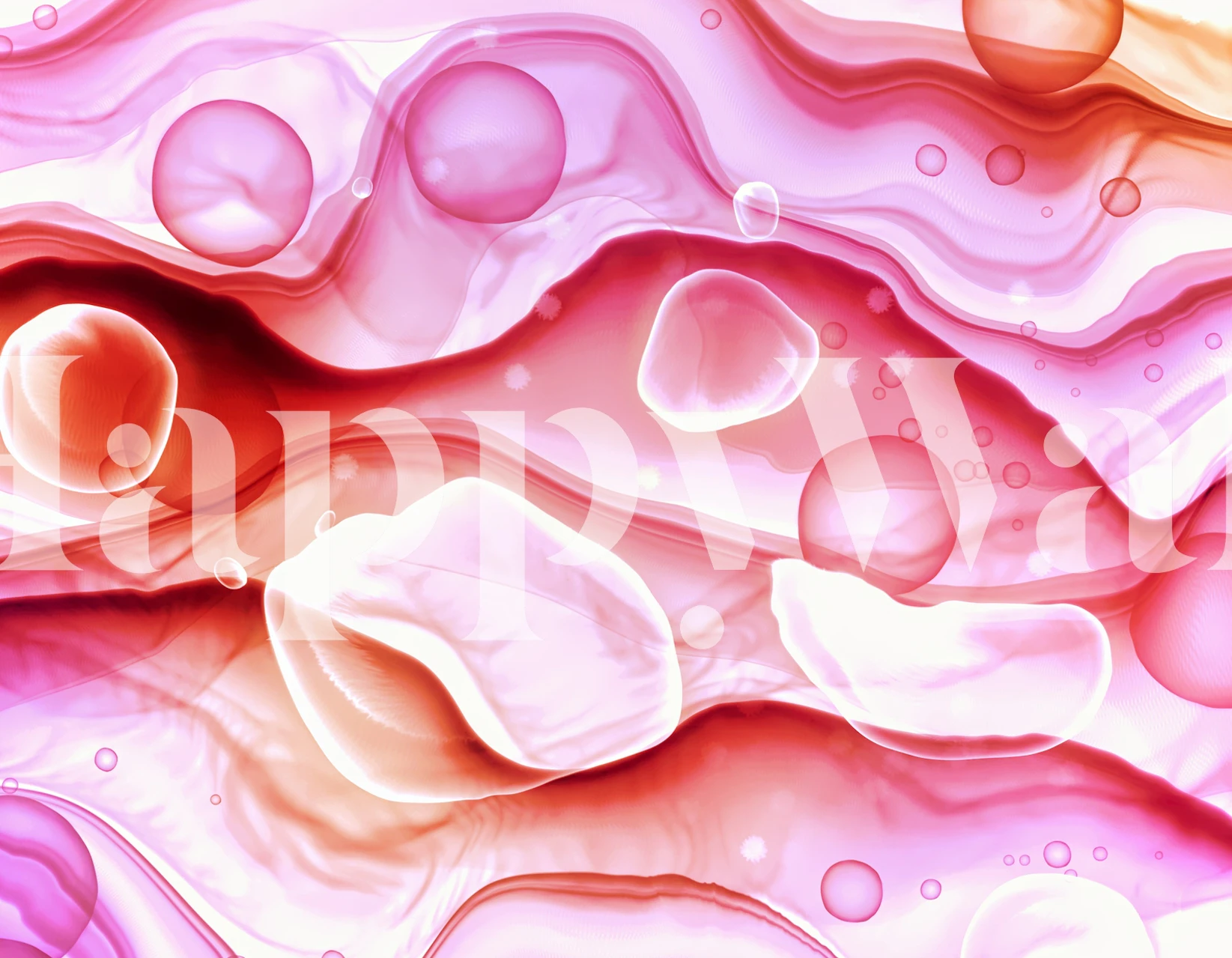 Abstract pink and purple mermaid-inspired wall mural with fluid patterns