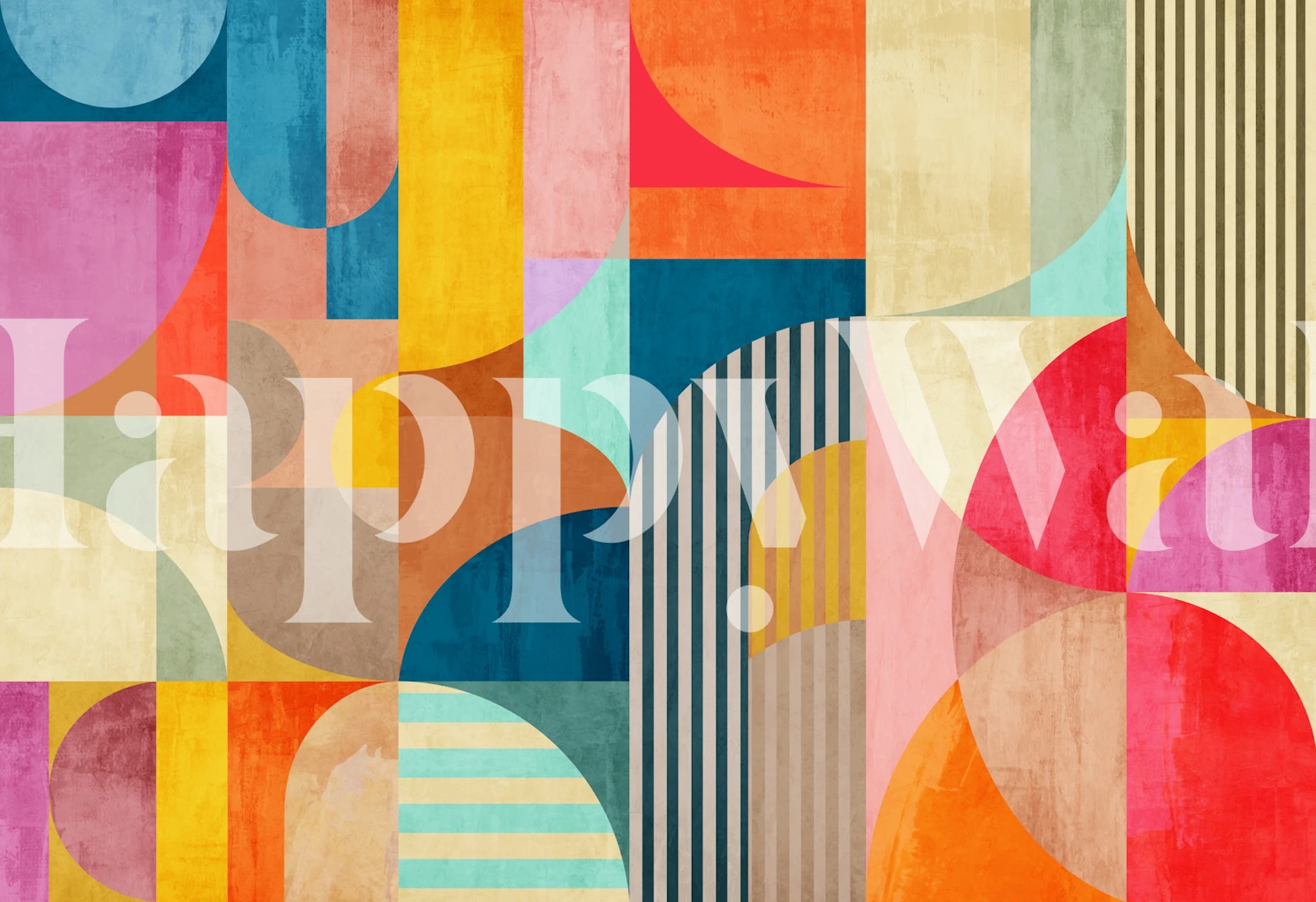 Bold Bauhaus Inspired Geometry tapet i et rom