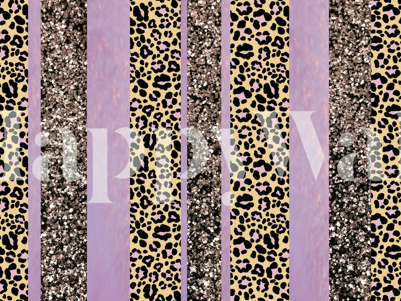 Leopard Glitter Stripes Glam wallpaper in a room