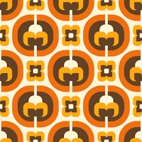 Mid Century Mod Florals Orange Brown wallpaper