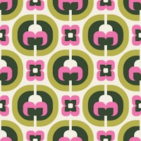 Mid Century Mod Florals Green Pink wallpaper