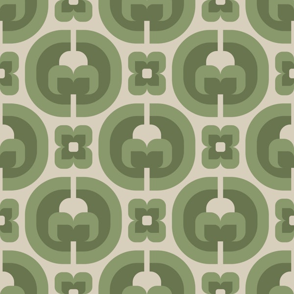 Mid Century Mod Florals Sage Green