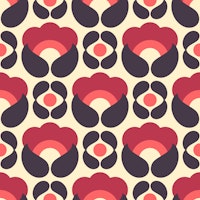 Bold Retro Floral Geometrics Red wallpaper
