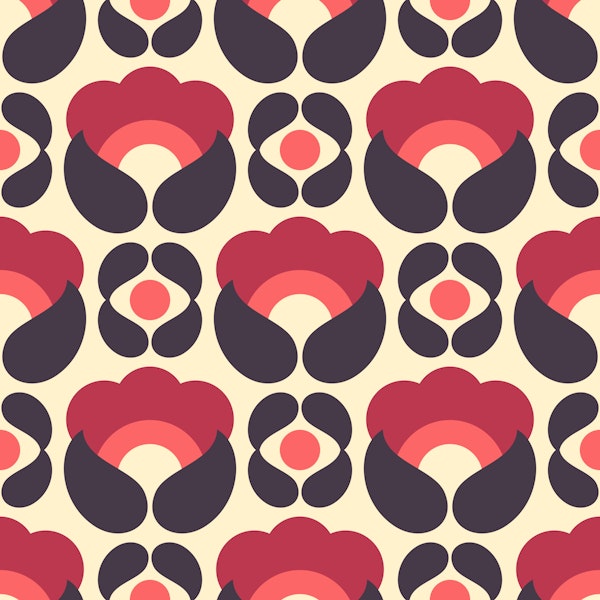 Bold Retro Floral Geometrics Red