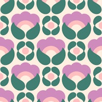 Bold Retro Floral Geometrics Purple Green wallpaper