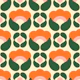 Bold Retro Floral Geometrics Orange Green
