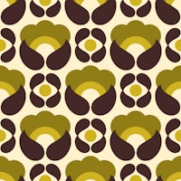 Bold Retro Floral Geometrics Olive Green wallpaper
