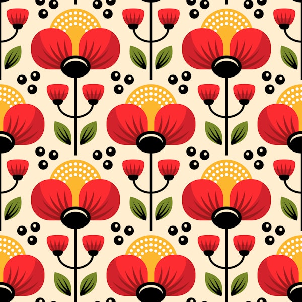 Scandinavian Red Poppy Bloom