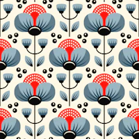 Scandinavian Poppy Bloom Grey Red wallpaper