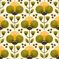 Scandinavian Poppy Bloom Green Yellow wallpaper