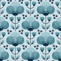 Scandinavian Poppy Bloom Blue wallpaper