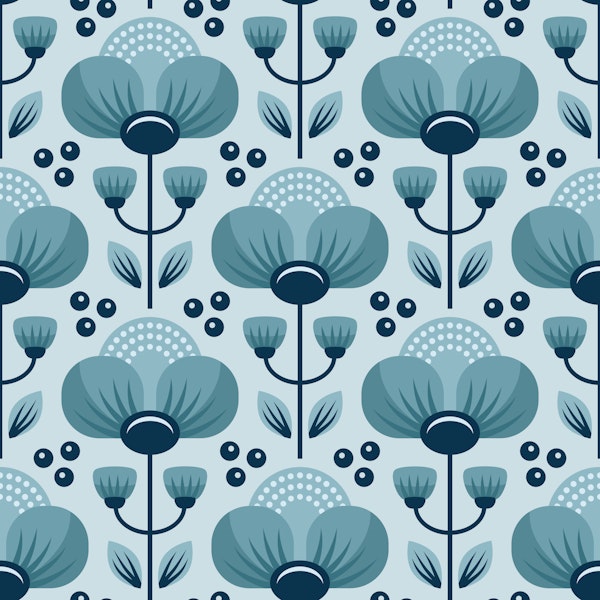 Scandinavian Poppy Bloom Blue