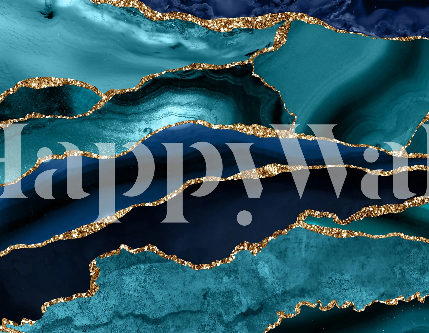 Layers of blue marble with golden edges wallpaper