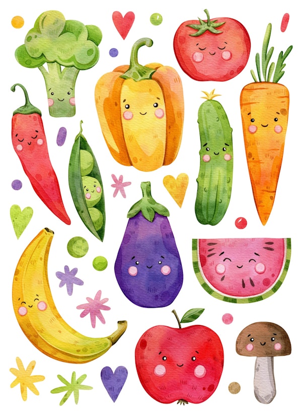 Cute Hand-Painted Fruit Art