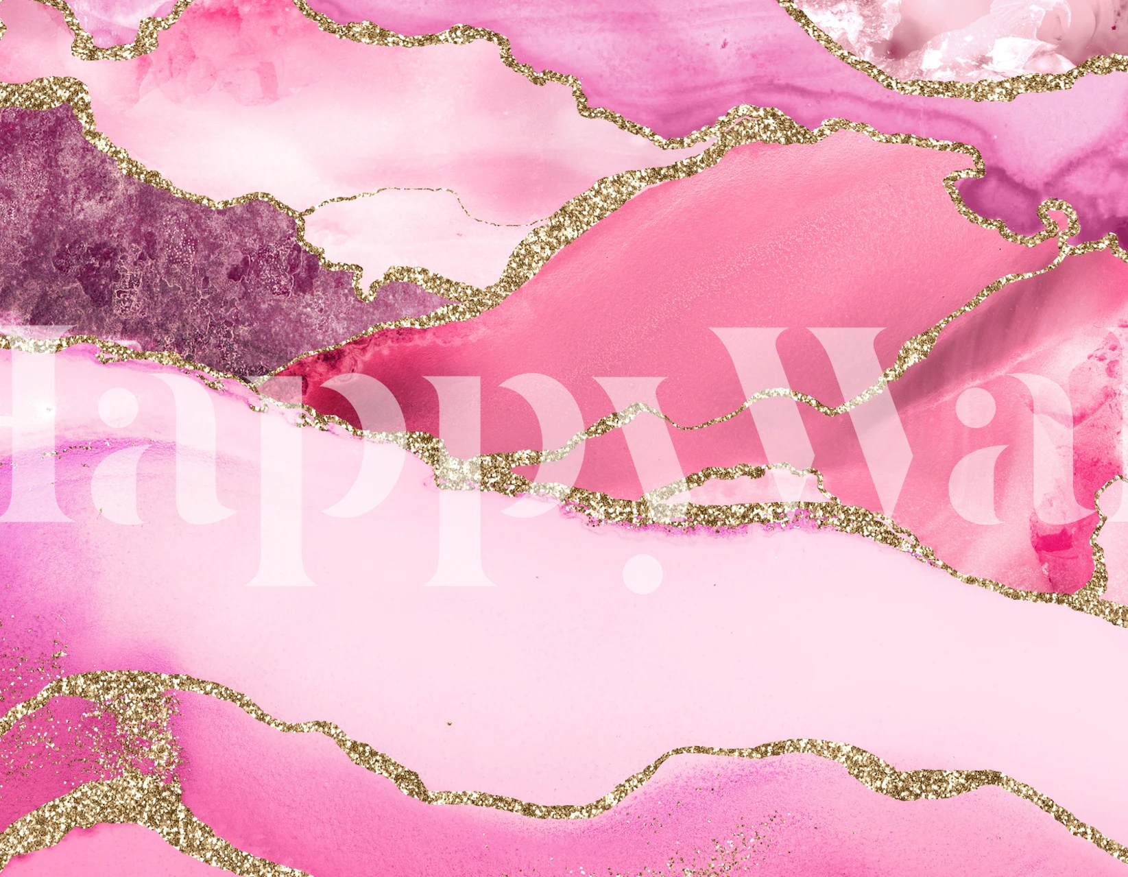 Scandi pink marble wall mural with blush tones and gold accents