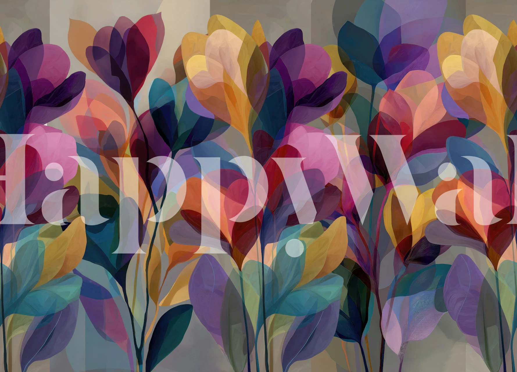 Transparant bloemenbehang in een woonkamer