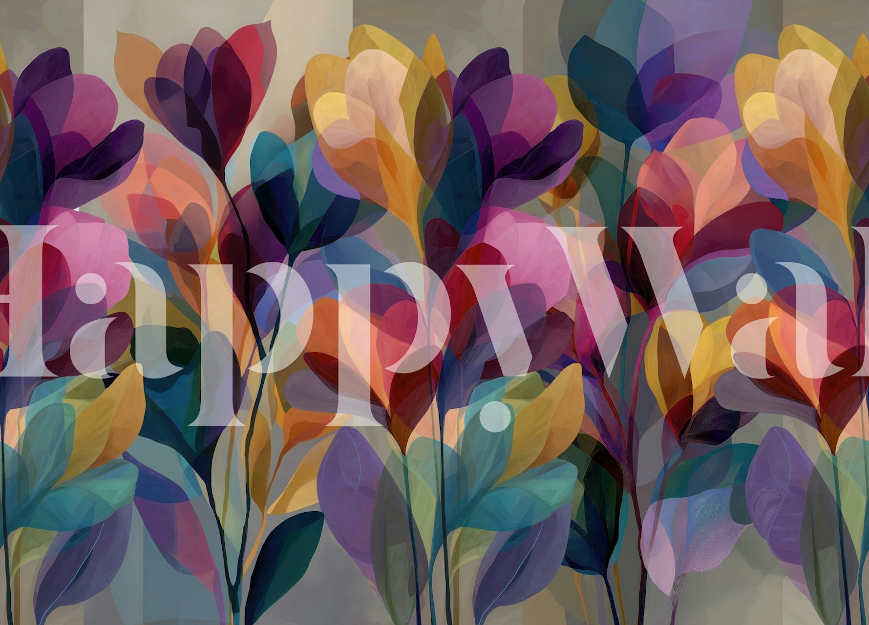 Tapet floral translucid într-un living