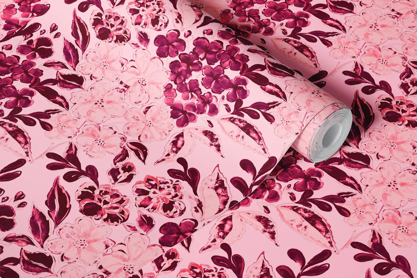 Pink Floral Background Art wallpaper roll