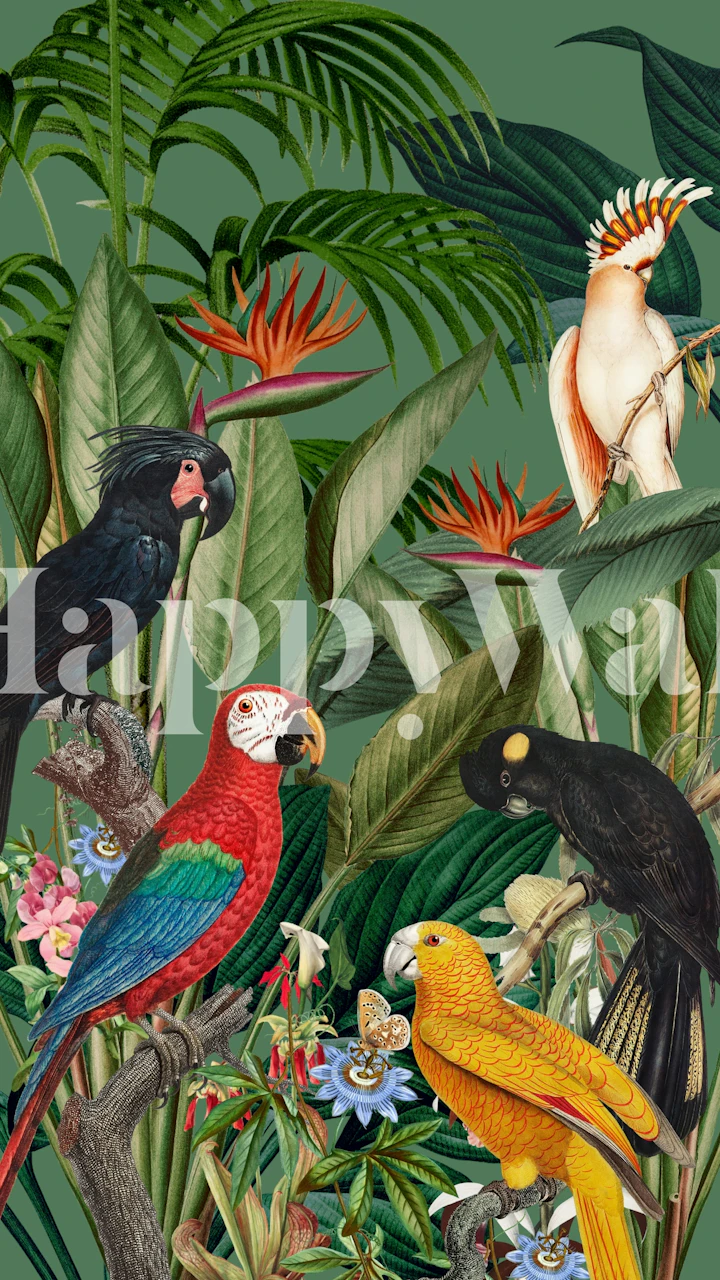 Floral and Bird Harmony Design wallpaper displayed