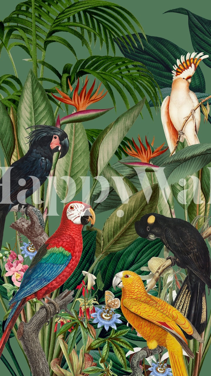 Floral and Bird Harmony Design wallpaper displayed