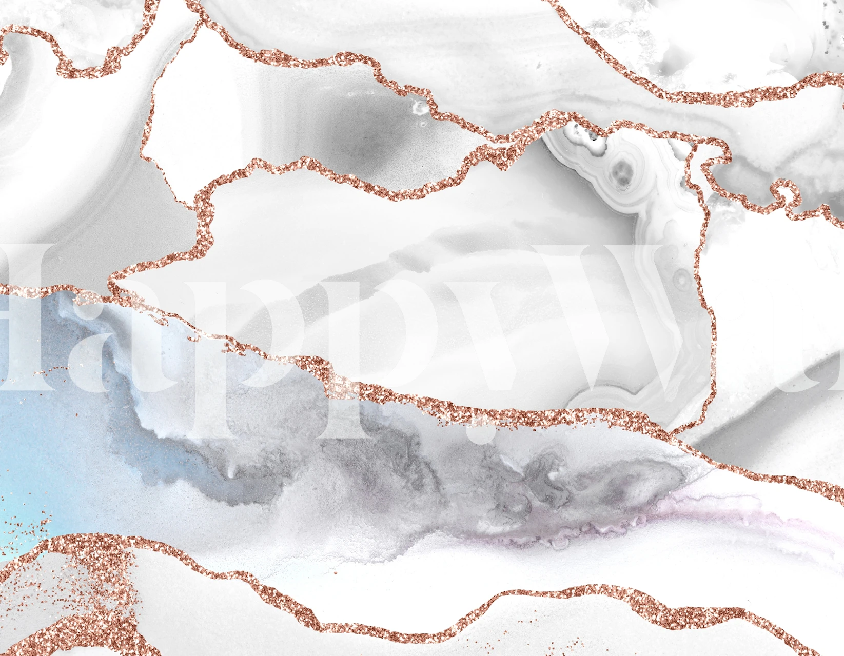 Ice and Rosegold Marble wallpaper in a room