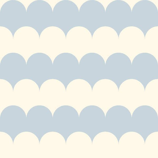 Maxi Bold Soft Blue & Vanilla Scallop Stripes