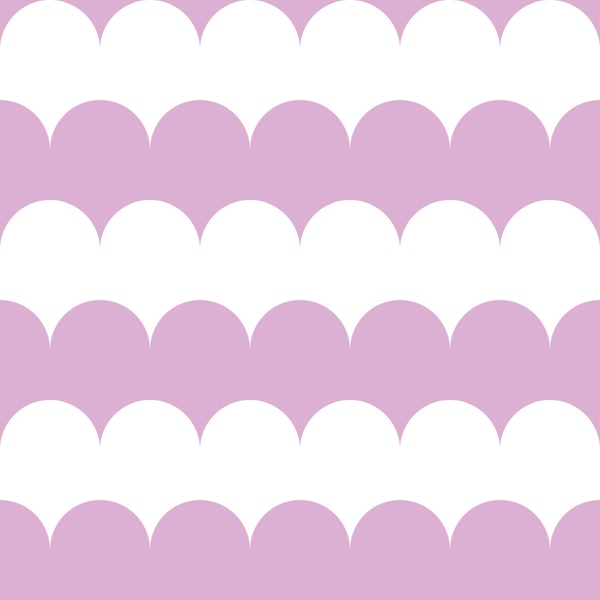 Maxi Bold Soft Lilac and White Retro Scallops