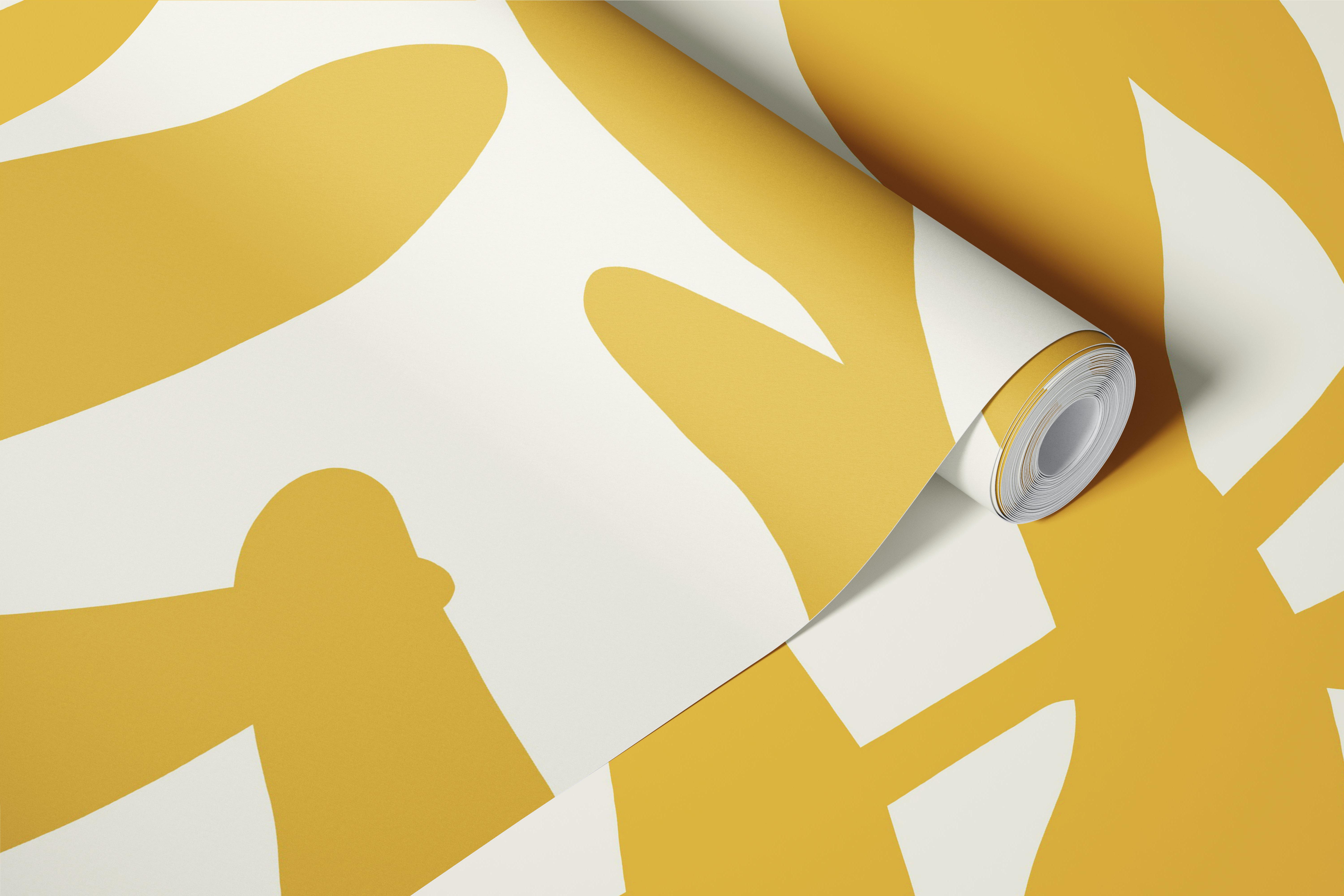 Leaf Forest wallpaper in yellow and beige