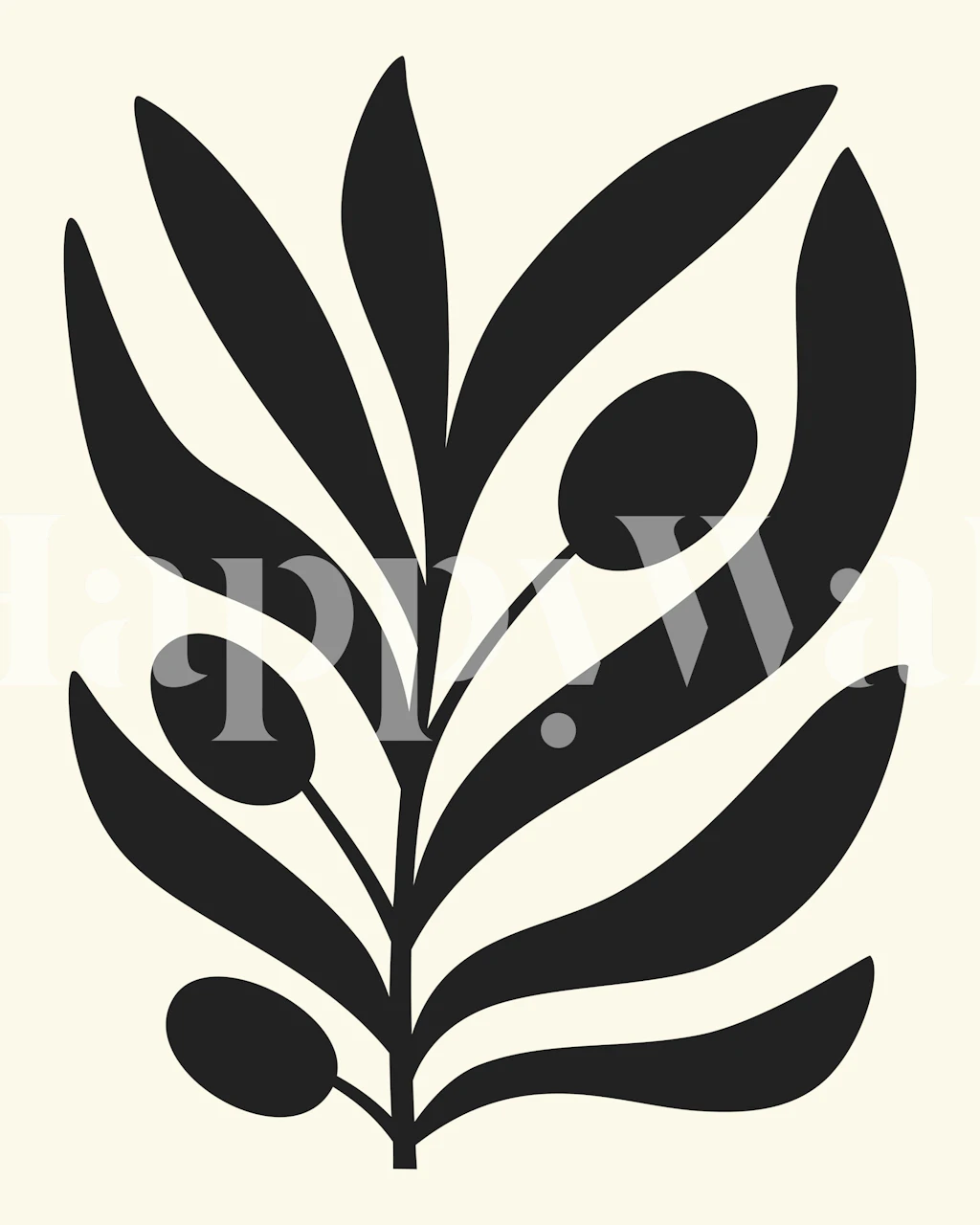 Matisse Inspired Olive Branch wallpaper in a room