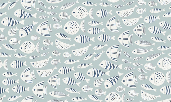 swimming fish - grey mint