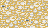 swimming fish - mustard yellow wallpaper