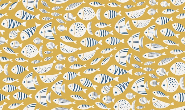 swimming fish - mustard yellow