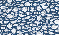 swimming fish - navy blue wallpaper