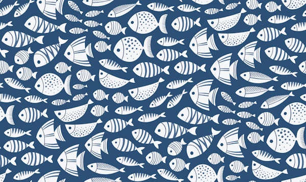 swimming fish - navy blue
